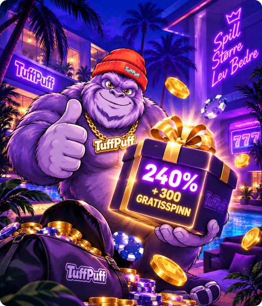 Tuff Puff Casino registrering med 240 % bonus og 300 gratisspinn